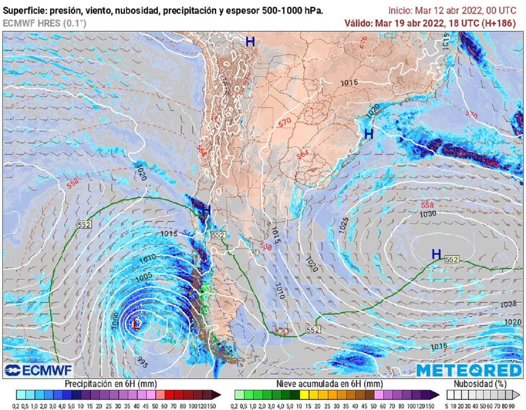 Precipitaciones previstas; modelo ECMWF
