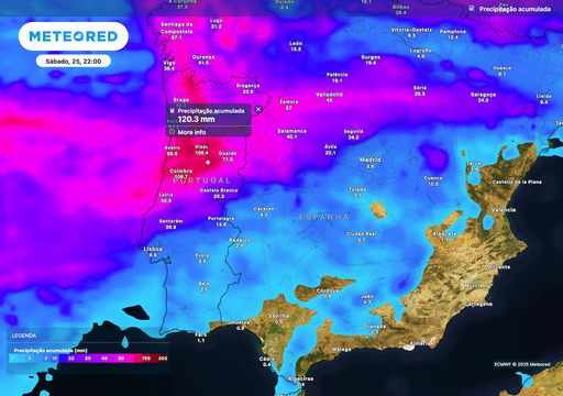 As regiões de Portugal onde vai chover mais com a depressão Benjamin e um rio atmosférico: 120 mm até sábado, dia 25