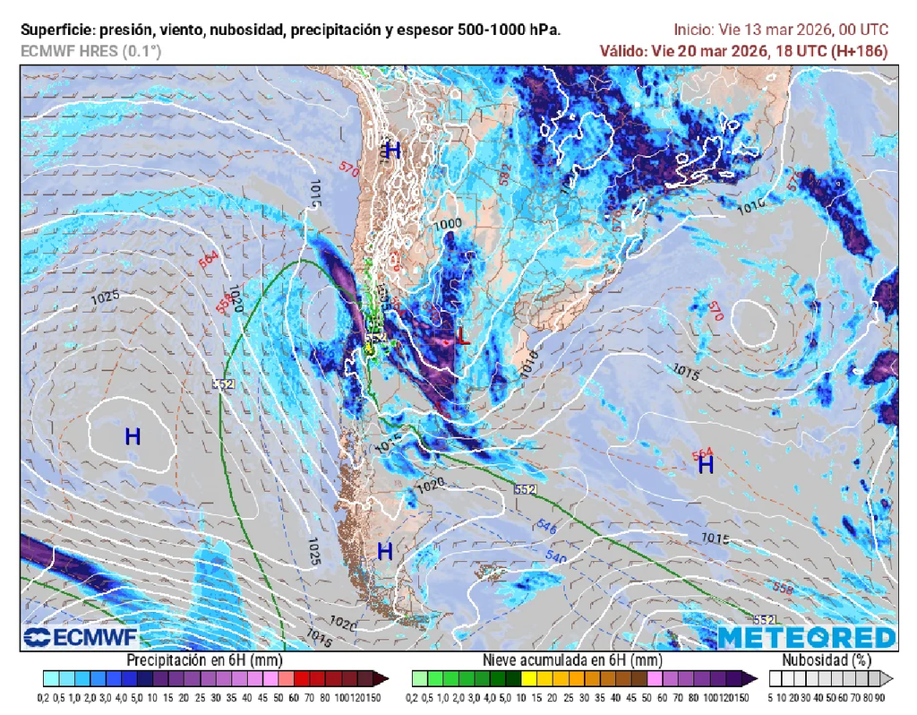 Modelo europeo prevé la llegada de otro frente en Santiago finalizando la próxima semana.