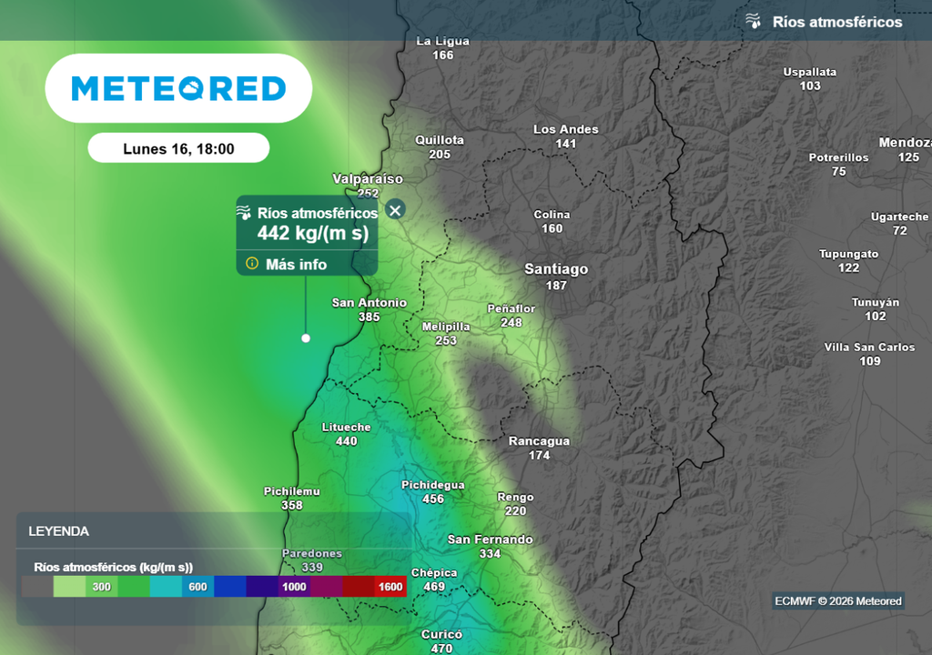 Un río atmosférico será el ingrediente fundamental que potencie las lluvias la próxima semana en la RM.