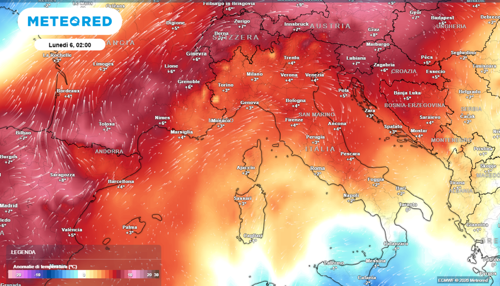 Anticiclone subtropicale. L’anticiclone subtropicale, favorito dalla NAO negativa, pomperà aria calda di matrice subtropicale marittima e bloccherà l’arrivo di nuove perturbazioni atlantiche.