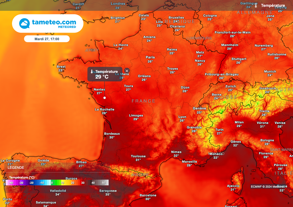 Forte hausse des températures mardi après-midi.
