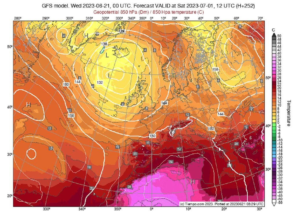 Le modèle GFS confirme le maintien des fortes chaleurs pour démarrer le mois de juillet.