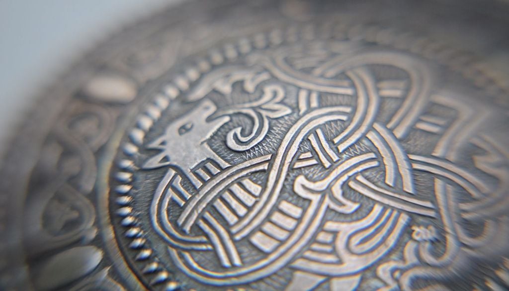 Un tipico disegno celtco su una fibbia di metallo