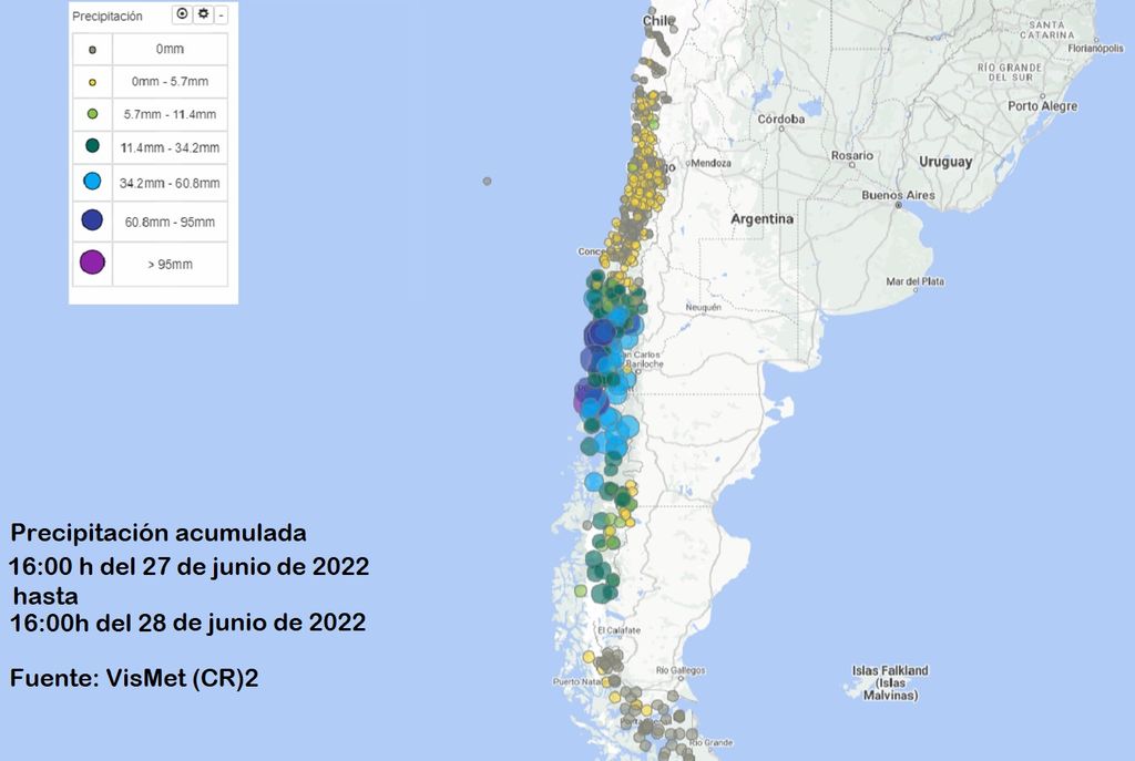Precipitaciones acumuladas; VisMet; CR2 Precipitaciones acumuladas; VisMet; CR2
