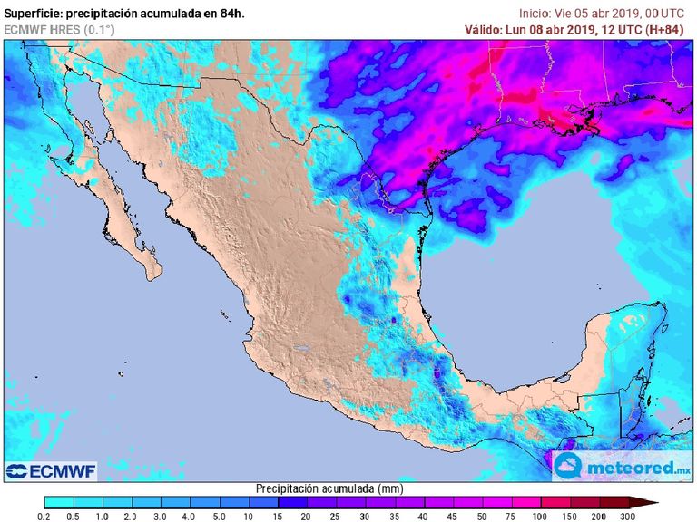 Modelo ECMWF. Precipitaciones acumuladas próximas 72 horas Modelo ECMWF. Precipitaciones acumuladas próximas 72 horas