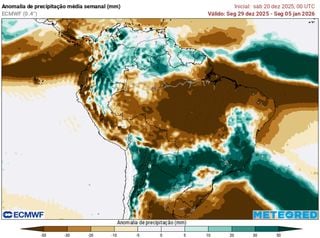 Mudan&ccedil;a de padr&atilde;o e chuvas retornando ao Brasil Central ap&oacute;s o Natal; saiba o que esperar