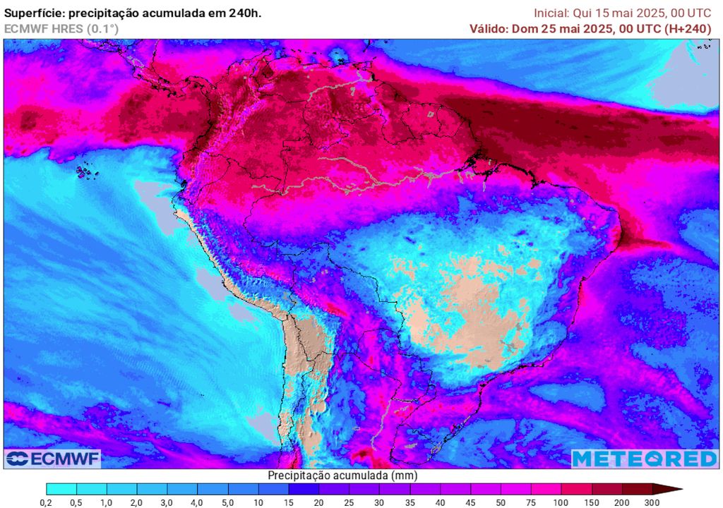 Previsão de acumulados totais de chuva até o domingo (25) da semana que vem. Previsão de acumulados totais de chuva até o domingo (25) da semana que vem.