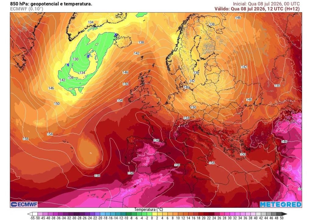 A depressão isolada em altitude (gota fria) aproxima-se da costa portuguesa, destacando-se pelo ar mais frio em contraste com a massa de ar quente que ainda domina a Península Ibérica.