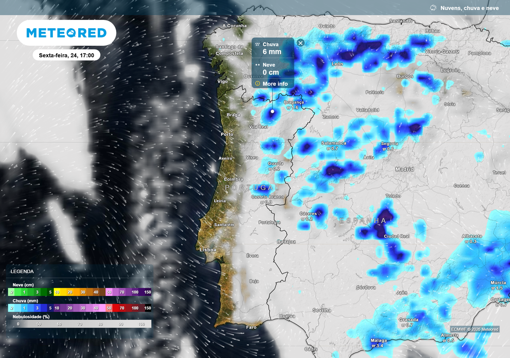 Até ao fim de semana, o tempo mantém-se muito dinâmico em Portugal, com chuva por vezes moderada nos distritos do interior e grandes contrastes entre regiões mais frescas e outras mais quentes.