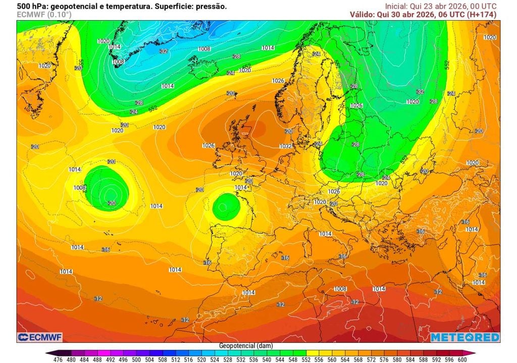 A instalação de um bloqueio anticiclónico sobre o Reino Unido poderá desviar a circulação atmosférica e favorecer a descida de ar mais frio para norte da Península Ibérica, o que irá afetar diretamente Portugal continental.