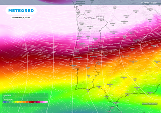 Mudan&ccedil;a no tempo: entre quarta e quinta-feira, a corrente de jato polar dever&aacute; atingir os 250 km/h sobre Portugal