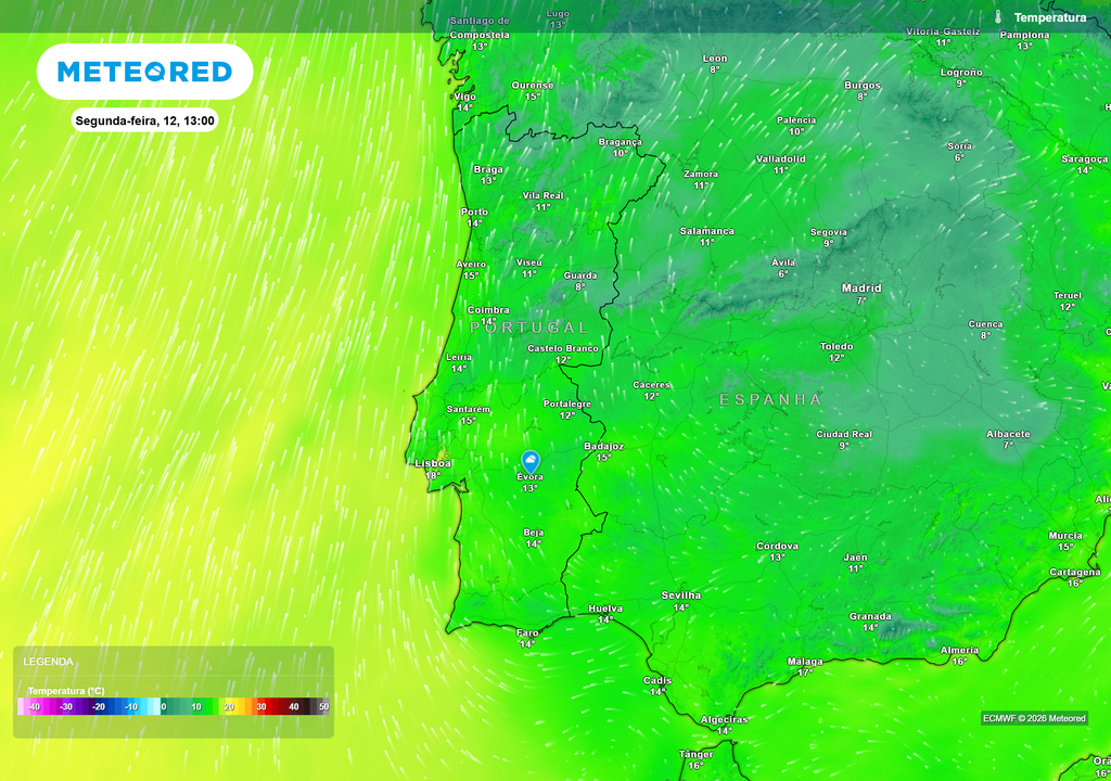 Mapa atmosférico: Temperatura