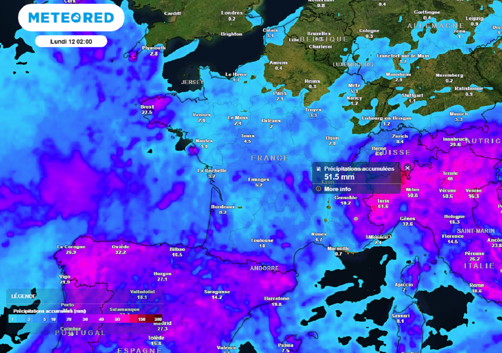 C'est dans le sud et l'ouest du pays où les cumuls de pluies seront les plus importants au cours des prochains jours.