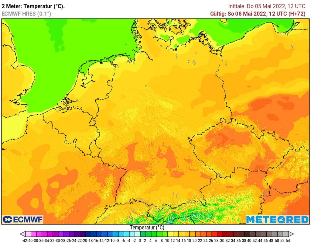 Höchstwerte ECMWF Muttertag