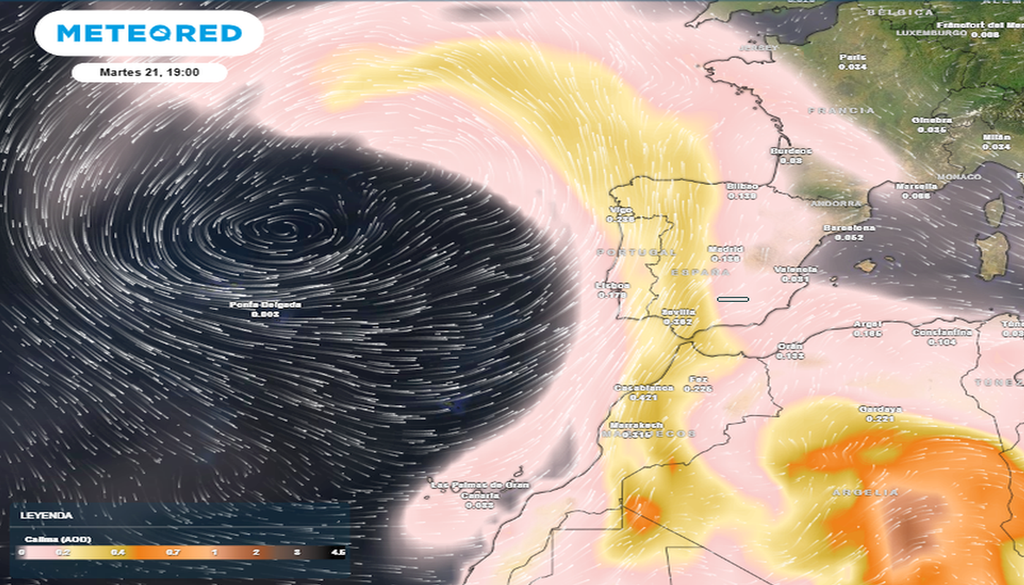 Calima prevista para el 21 de abril de 2026. Tiempo.com