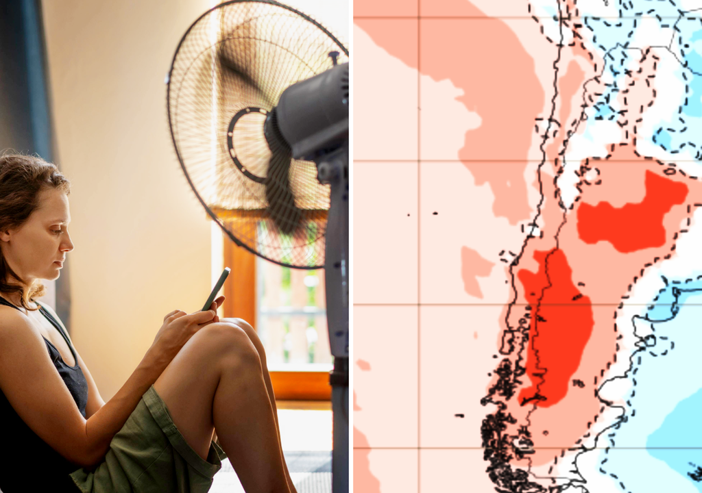 mapa de calor y persona frente a un ventilador