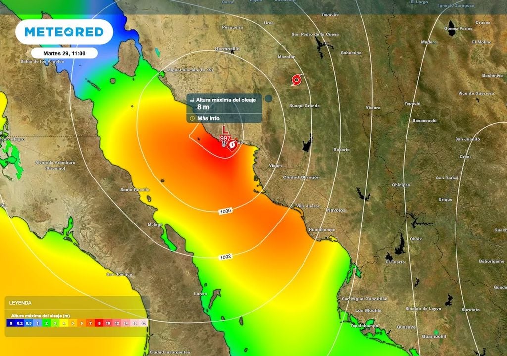 Se prevé un oleaje de 5 a 8 metros de altura en el centro y sur del Golfo de California, afectando de directamente las playas de Sonora.