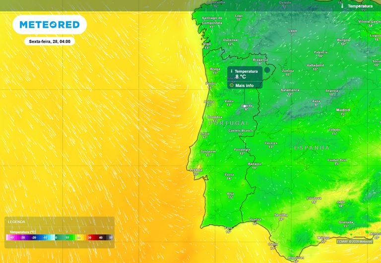 Na madrugada de sexta-feira, 28 de agosto, estas duas cidades ir&atilde;o registar temperaturas m&iacute;nimas abaixo dos 10 &ordm;C
