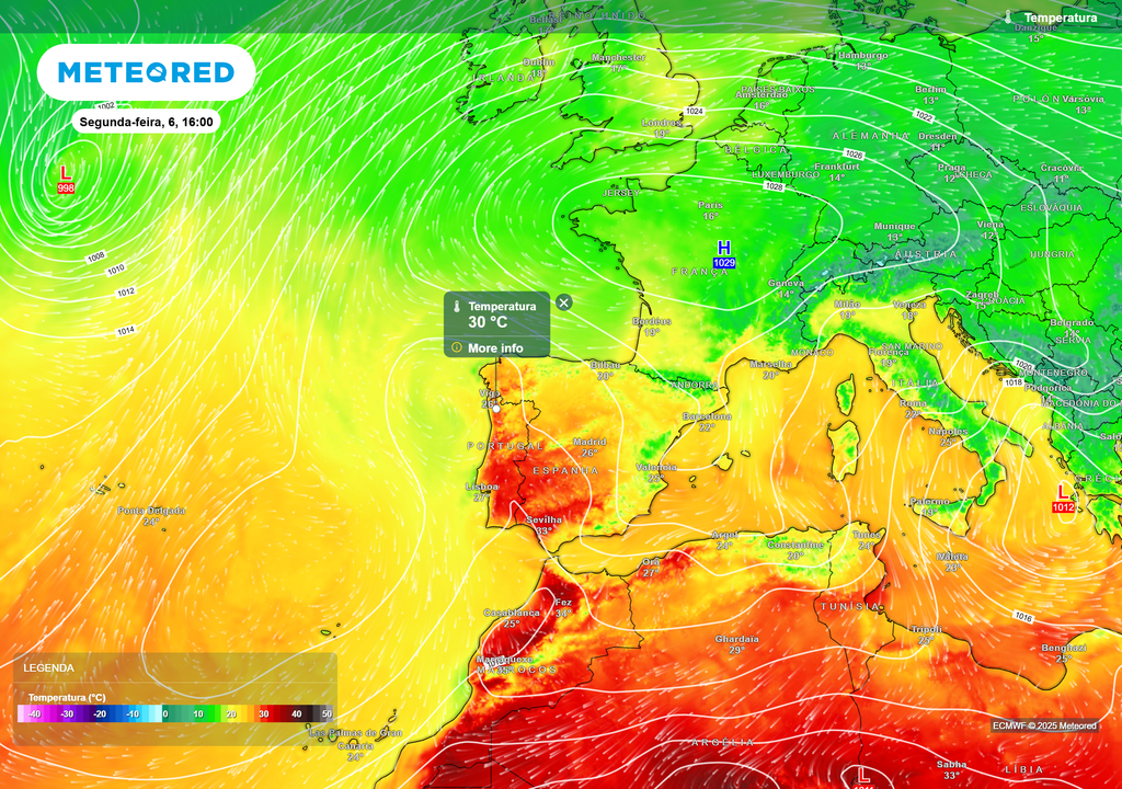 temperatura do ar à superfície; anticiclone temperatura do ar à superfície; anticiclone