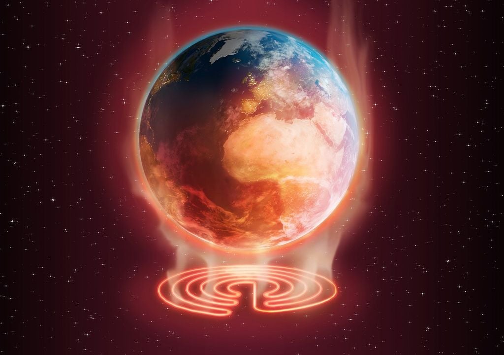 Imagen de la Tierra sobre una resistencia eléctrica consumida por el calor sofocante