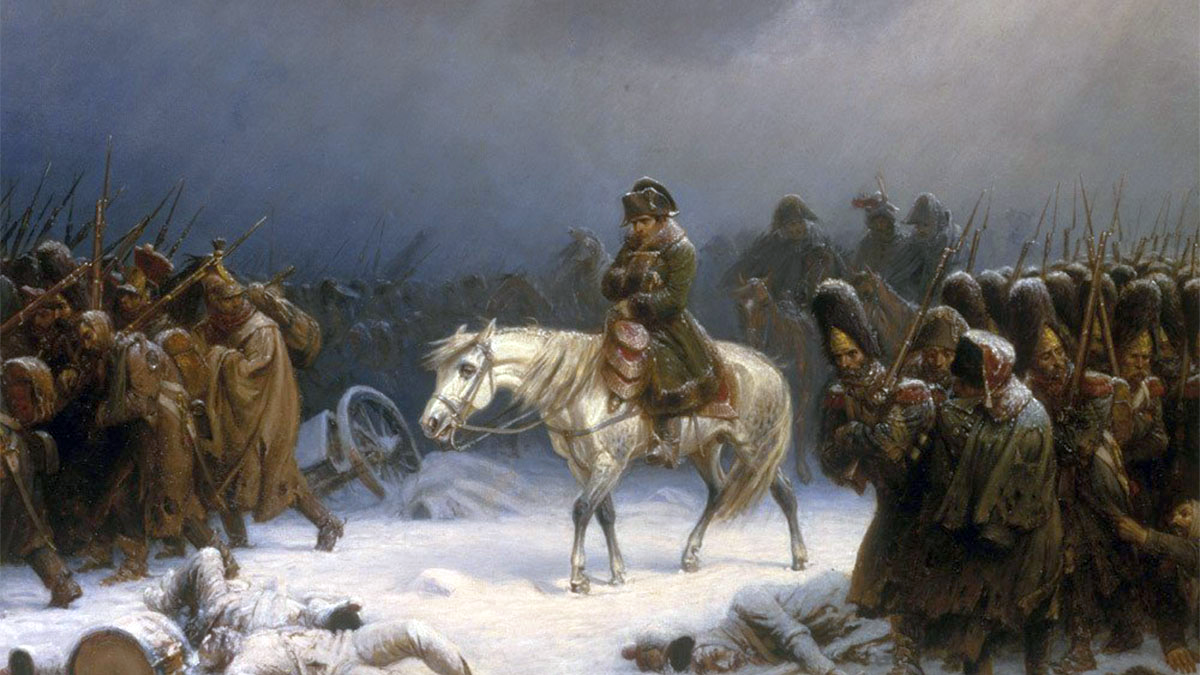 Representación de Adolph Northen de la retirada del ejército de Napoleón de Rusia.