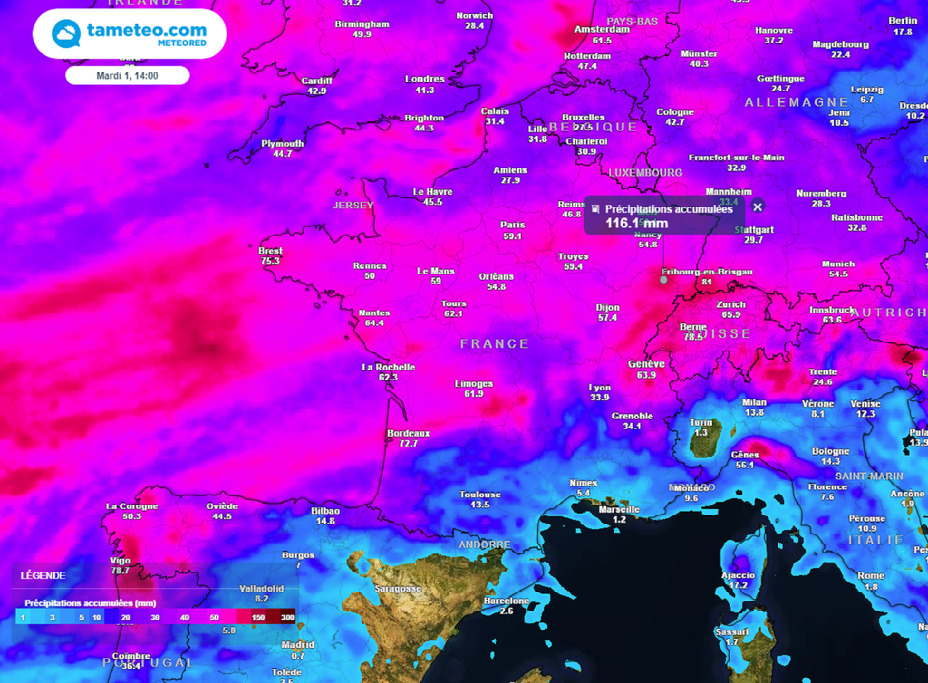 Les pluies s'annoncent copieuses au cours des prochains jours, avec des perturbations actives qui vont se succéder...
