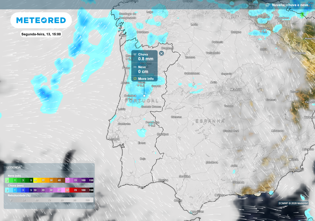 Os dias de hoje e amanhã, terça-feira, poderão contar com chuva fraca a moderada no litoral Norte e Centro, podendo a mesma estenter-se a algumas zonas do interior Centro.