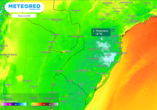 Nas próximas horas o ar polar reforça o frio no Sul do Brasil: geadas e temperaturas negativas em boa parte da região