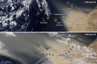 NASA se hace eco de la irrupción del polvo sobre las Islas Canarias