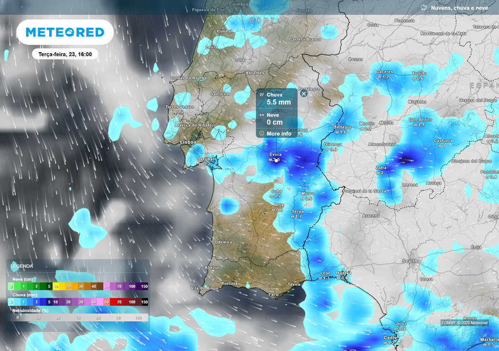 Mapa atmosférico: Chuva