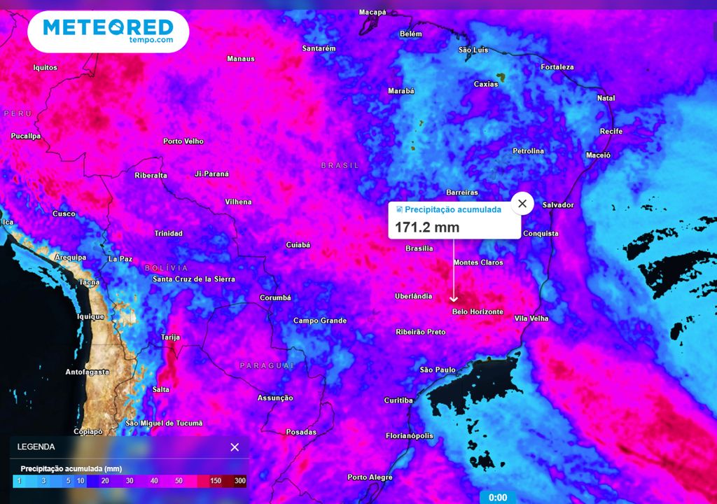 Previsão de acumulados de chuva totais até o feriado de natal (25)