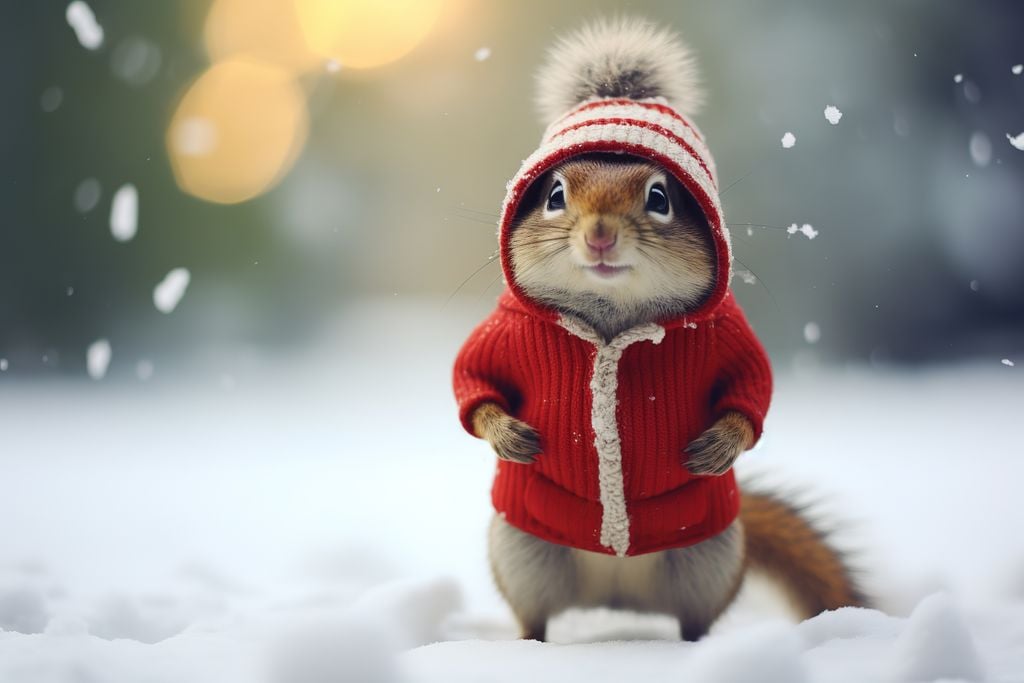 Chipmunk in snow