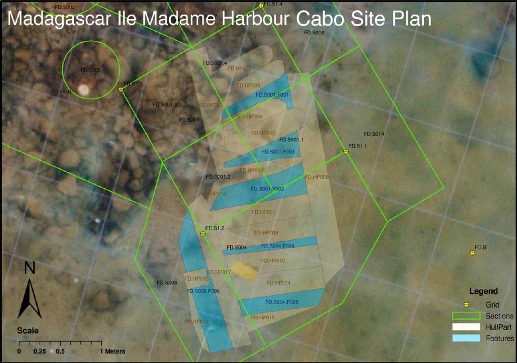 Mapa com a localização da nau Nossa Senhora do Cabo Mapa com a localização da nau Nossa Senhora do Cabo