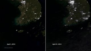 Naufragio en Corea del Sur visto por satélite