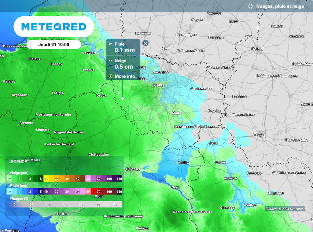 Neige prévue en Île-de-France en milieu de matinée.