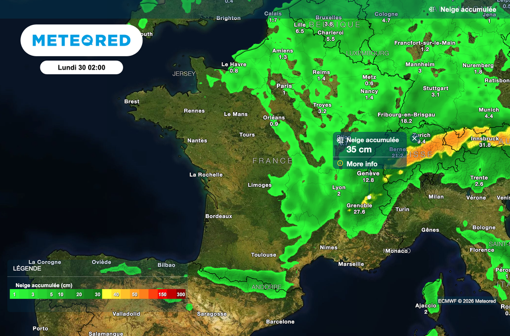 D'importantes quantités de neige attendues entre le Jura et les Alpes au cours des prochains jours ! D'importantes quantités de neige attendues entre le Jura et les Alpes au cours des prochains jours !
