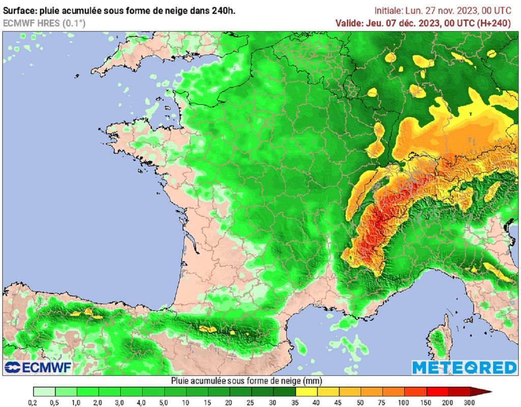Selon les dernières prévisions du modèle ECMWF, les régions entre la Normandie et le nord-est sont les plus à risques. Selon les dernières prévisions du modèle ECMWF, les régions entre la Normandie et le nord-est sont les plus à risques.