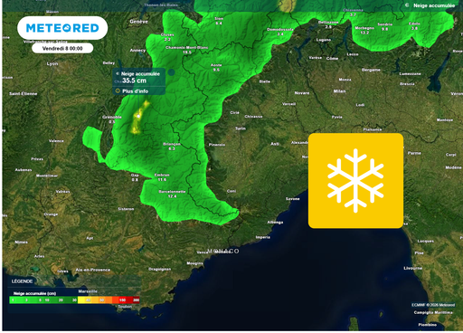 Neige en montagne : jusqu'&agrave; 35 centim&egrave;tres pr&eacute;vus en France selon les pr&eacute;visions &agrave; moyen terme !