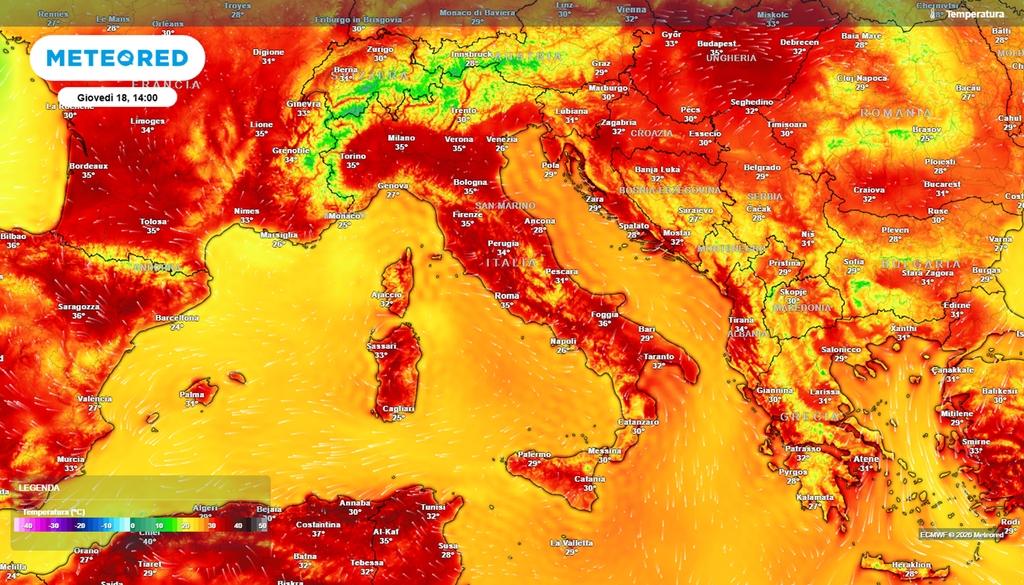 Temperature oltre la media stagionale Oltre 30°C su tutta Italia con punte locali fino a sfiorare i 40°C