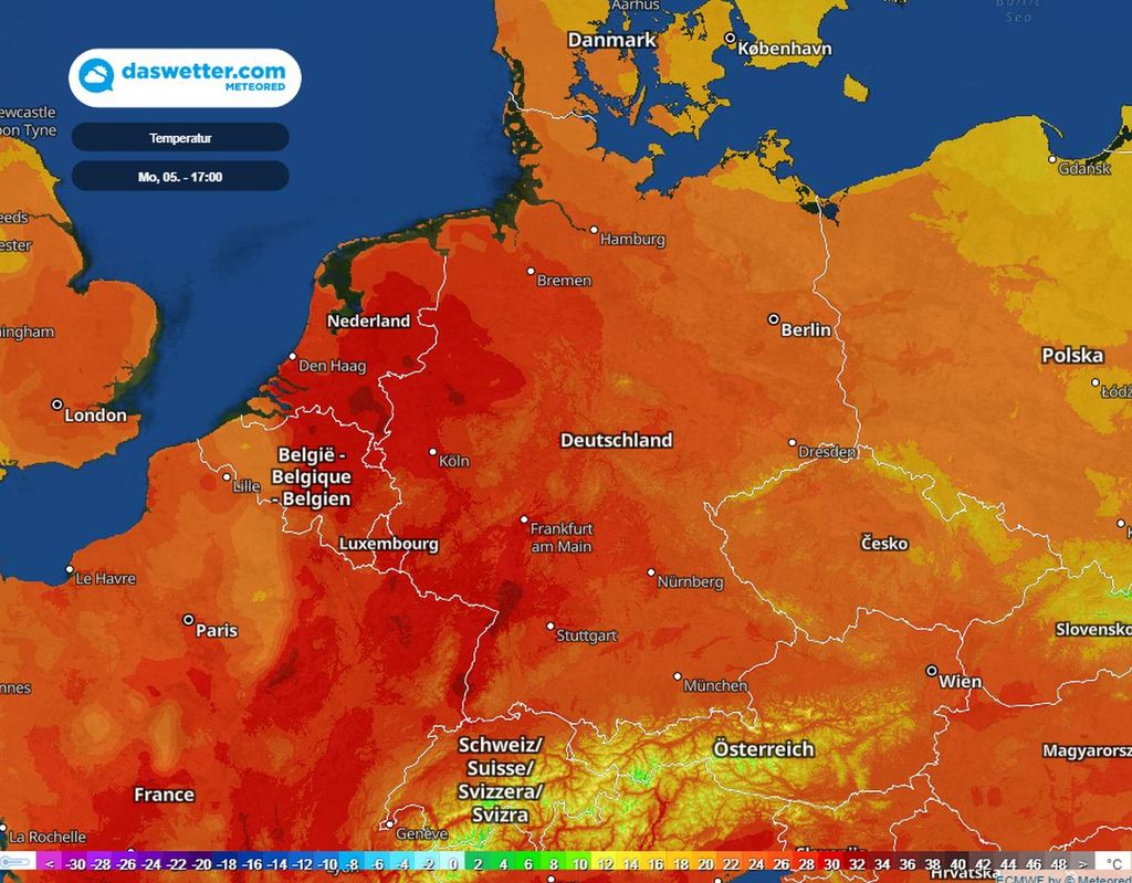 hitze, deutschland, wetterkarte