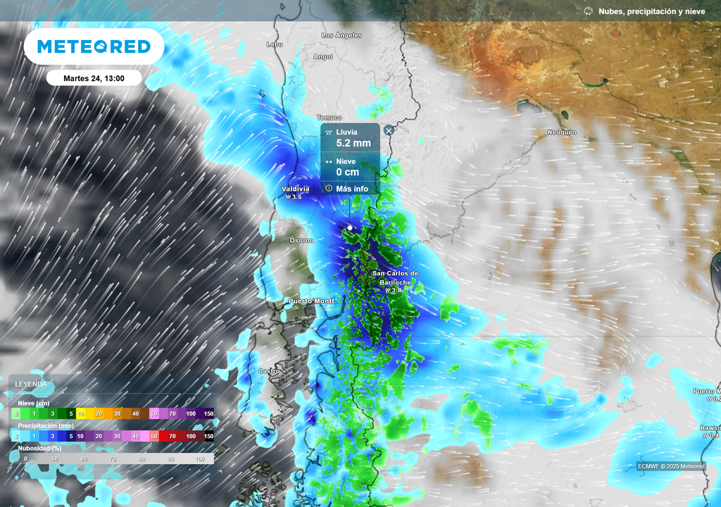 mapa de lluvia y nieve.