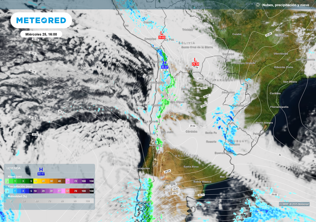 mapa de lluvia y nieve.