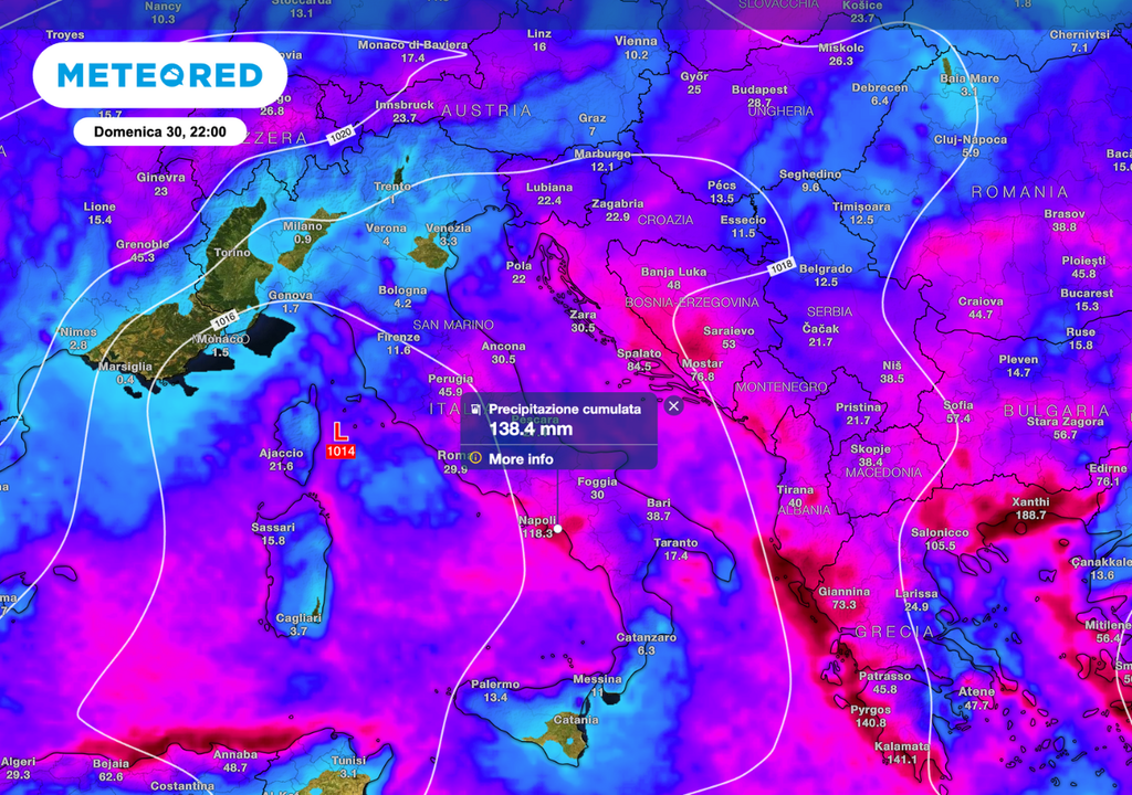Precipitazioni cumulate previste nei prossimi giorni, allerta arancione su Toscana e Campania Precipitazioni cumulate previste nei prossimi giorni, allerta arancione su Toscana e Campania