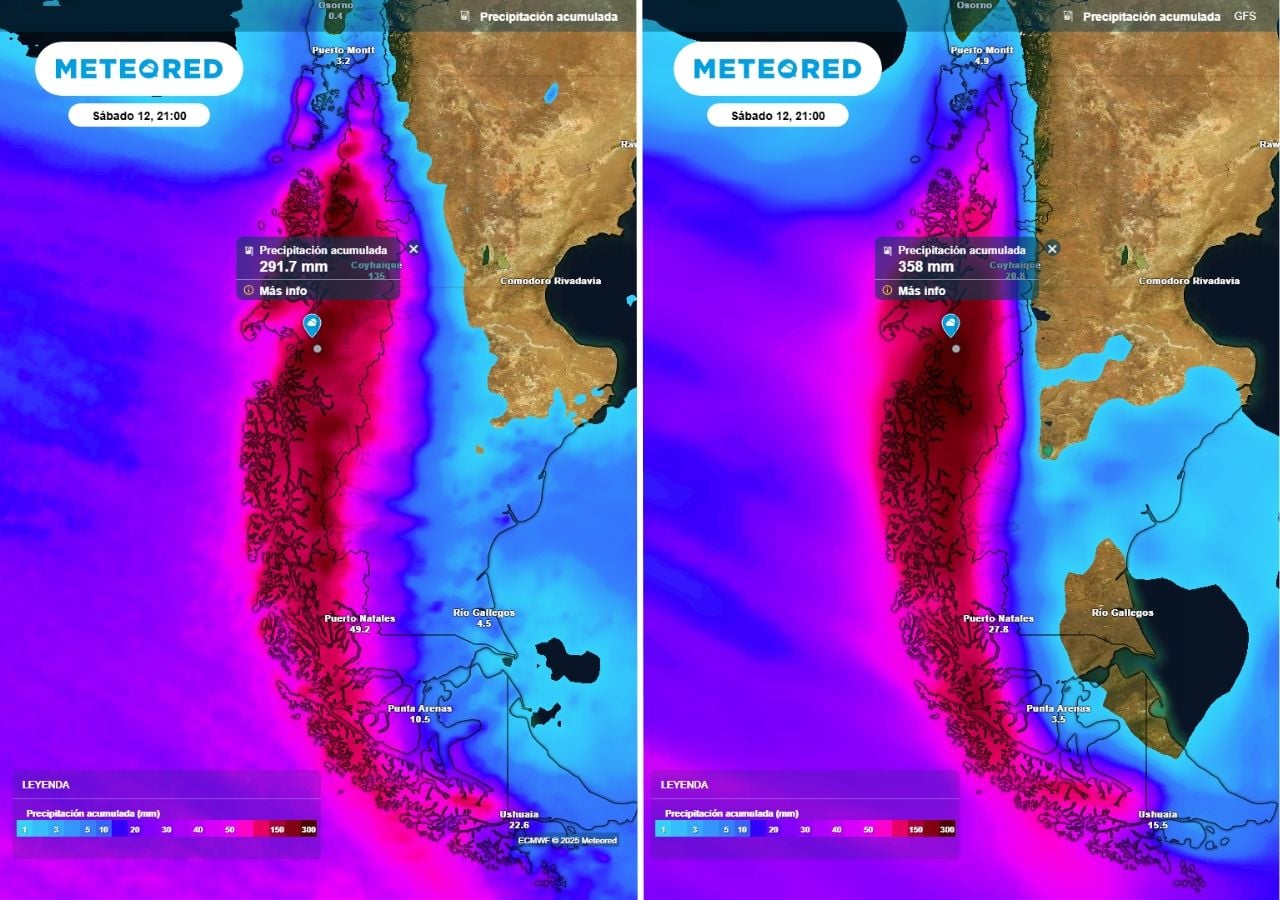 Las lluvias y nevadas caerán de manera abundante esta semana sobre la Patagonia. Un poderoso anticiclón en el Pacífico desviará todos los frentes y ríos atmosféricos hacia la zona austral de Chile.