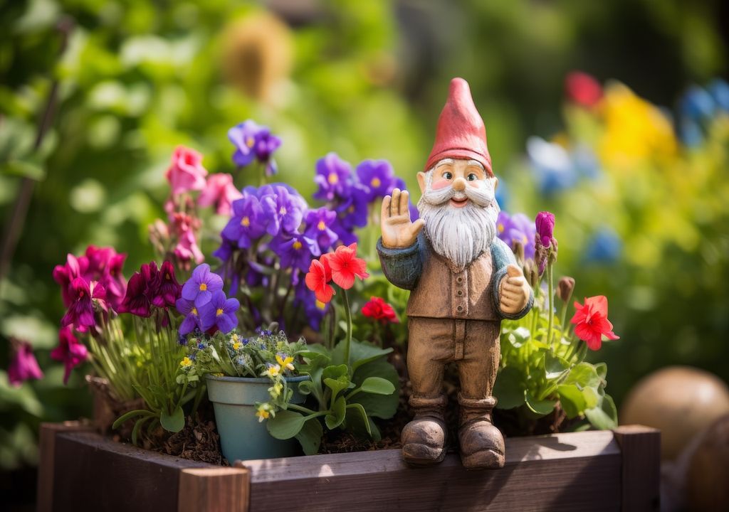 Deutschland, Kultur, Gartenzwerg, Blumenbeet Deutschland, Kultur, Gartenzwerg, Blumenbeet
