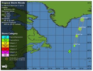 Nicole está muy al norte para un ciclón tropical