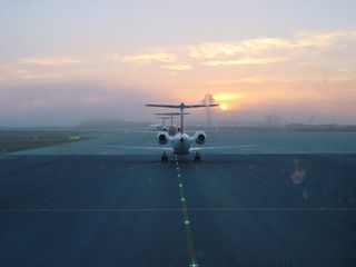 Nieblas al amanecer en Barajas