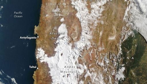 El desierto de Atacama qued&oacute; cubierto de nieve: NASA registr&oacute; el extraordinario episodio de agosto