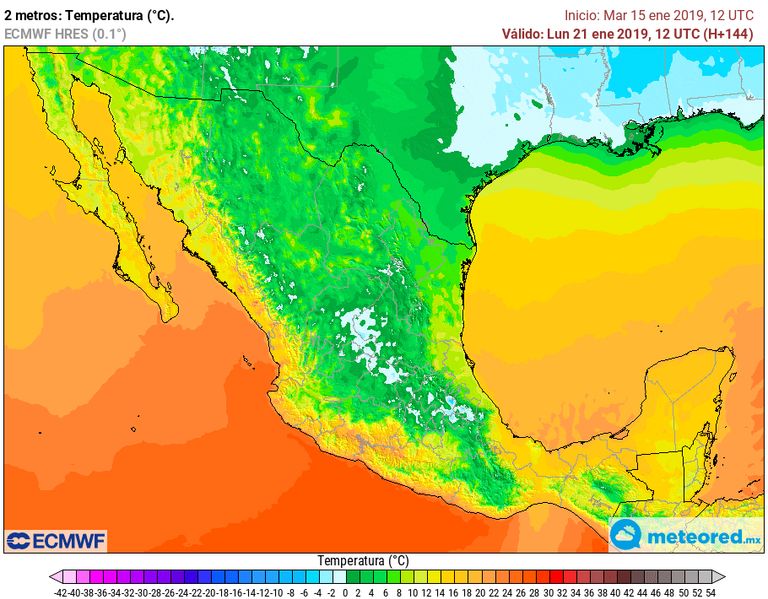 Modelo ECMWF. Previsión de temperaturas mínimas lunes 21 de enero de 2019 Modelo ECMWF. Previsión de temperaturas mínimas lunes 21 de enero de 2019